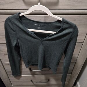 American Eagle Outfitters Dark Green Long Sleeve Top